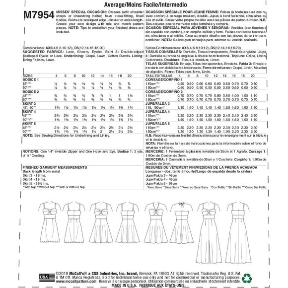 McCalls Sewing Pattern M7954 R10231 Dress Special Occasion Size 4-12 - Picture 2 of 11